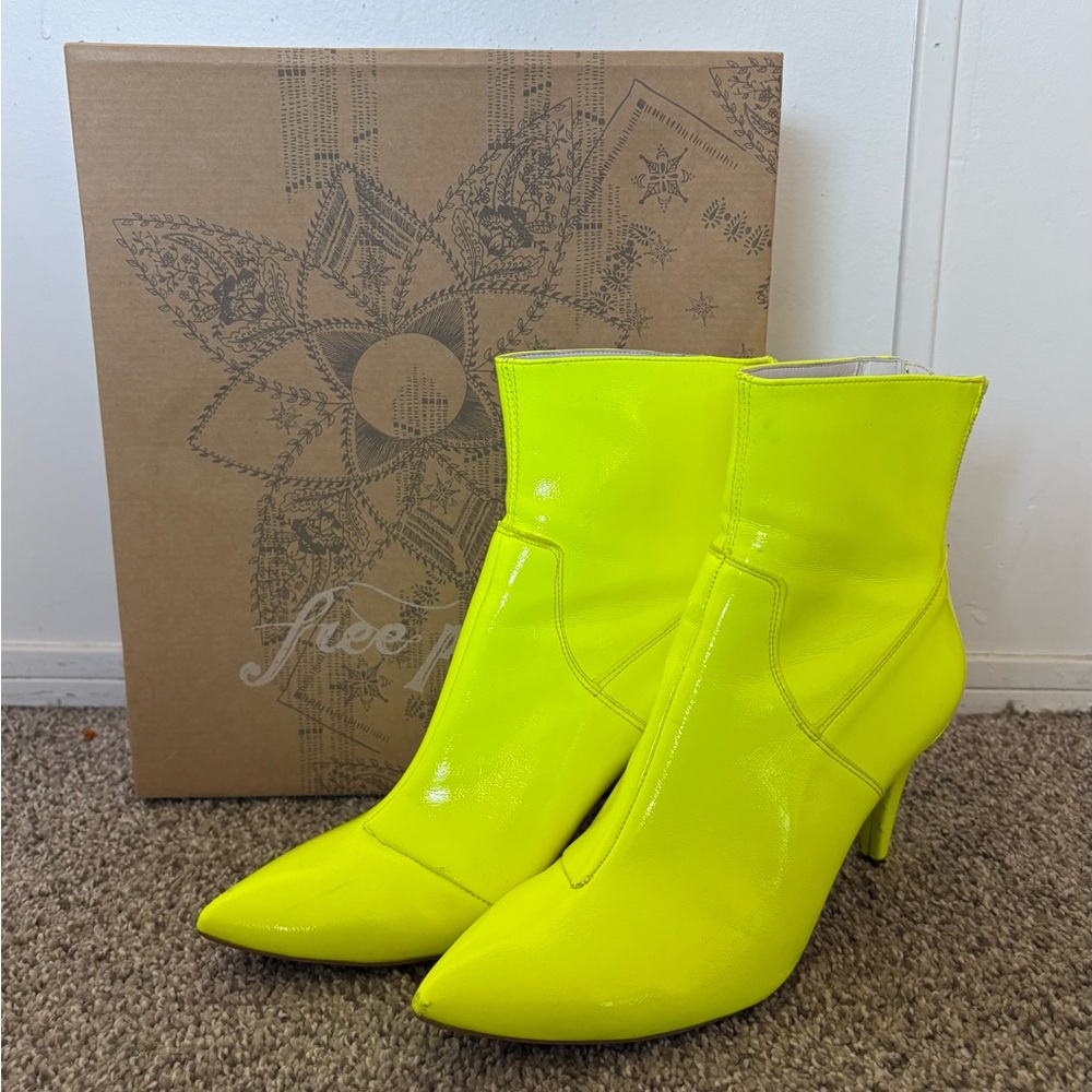 Free People Bright Yellow Heeled Boots - Picture 2 of 8